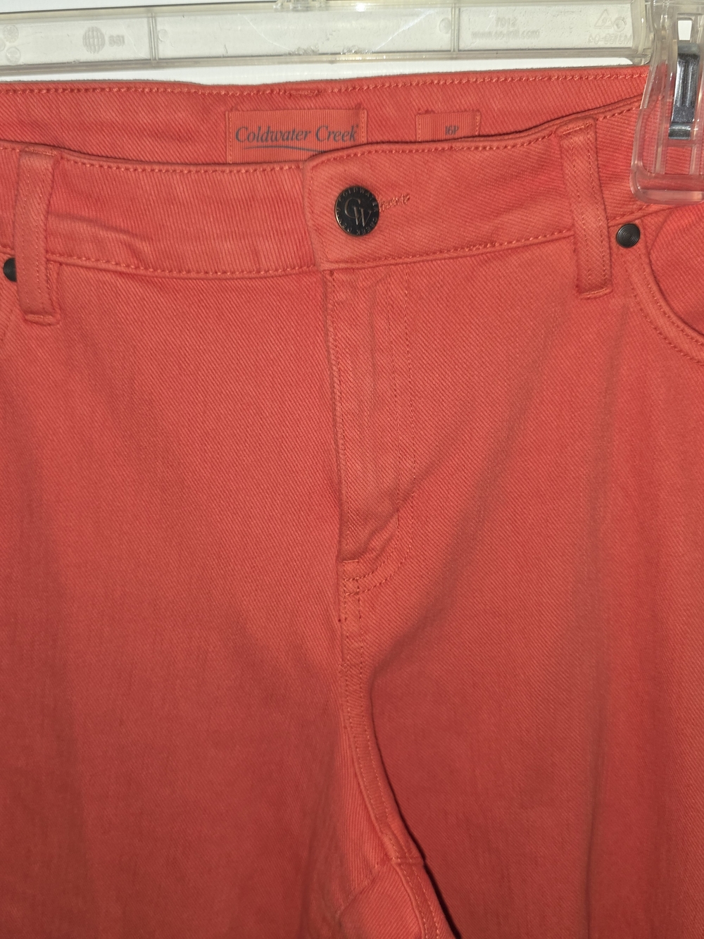 Coldwater Creek 16P Cropped Orange Coral Denim Capri Jeans